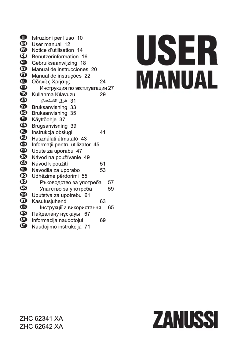 Page n°1 - Manuel utilisateur Zanussi ZHC62341XA