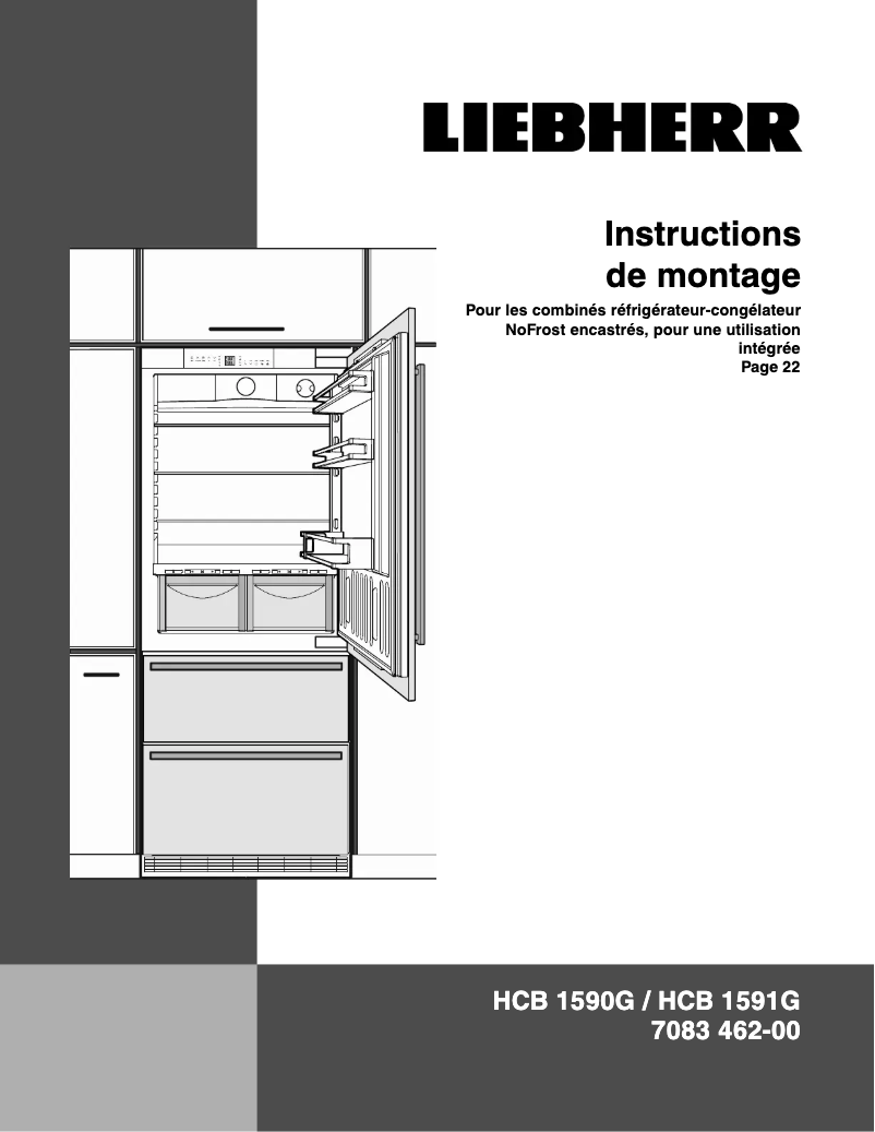 Page 1 de la notice Guide d'installation Liebherr HCB 1591G