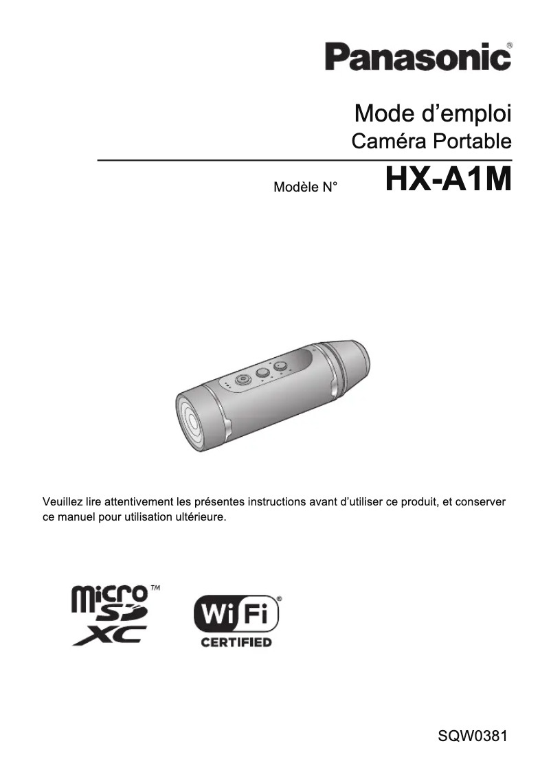 Page 1 de la notice Manuel utilisateur Panasonic HX-A1M