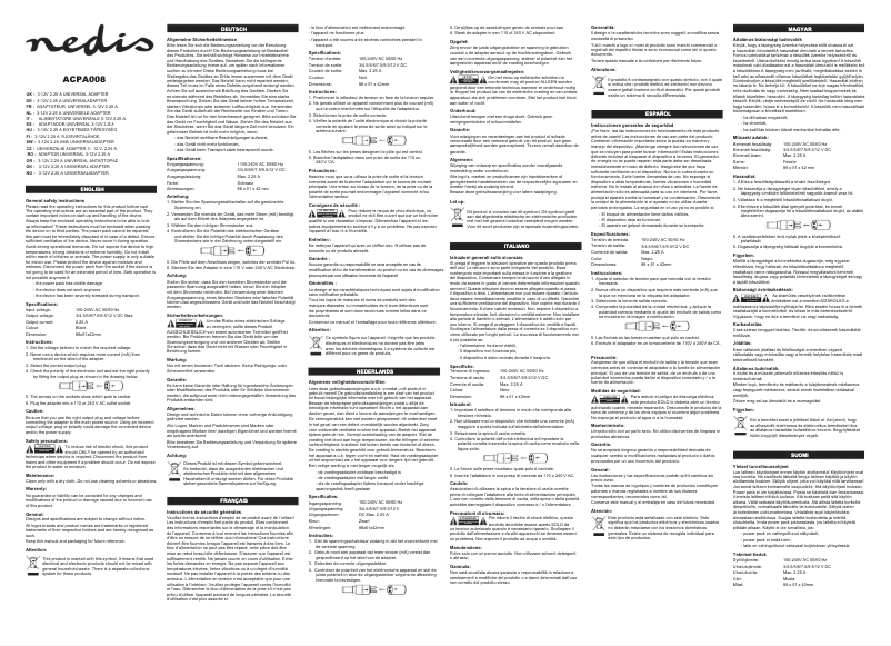 Page 1 de la notice Manuel utilisateur Nedis ACPA008
