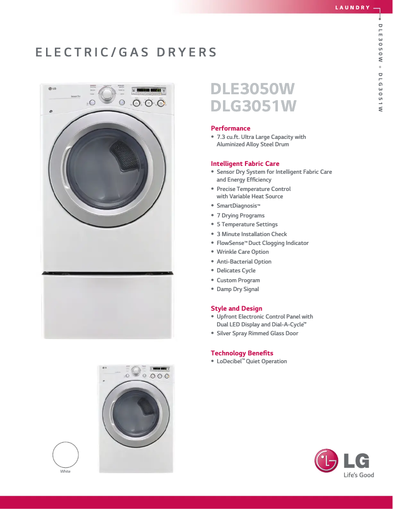 Image de la première page du manuel de l'appareil DLG3051W