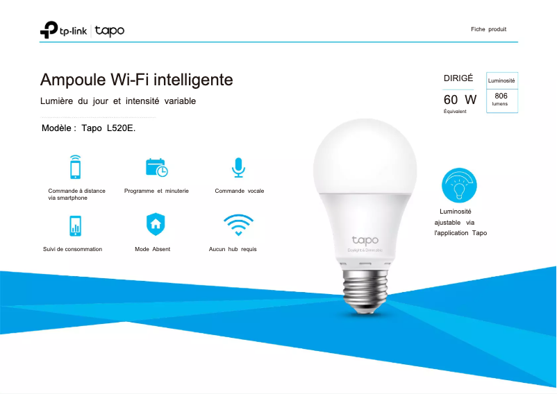 Image de la première page du manuel de l'appareil Tapo L520E