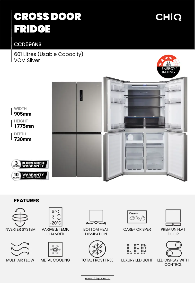 Page 1 de la notice Fiche technique CHiQ CCD596NS