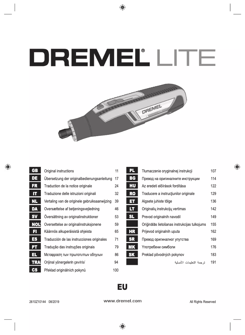Page n°1 - Manuel utilisateur Dremel Lite 7760