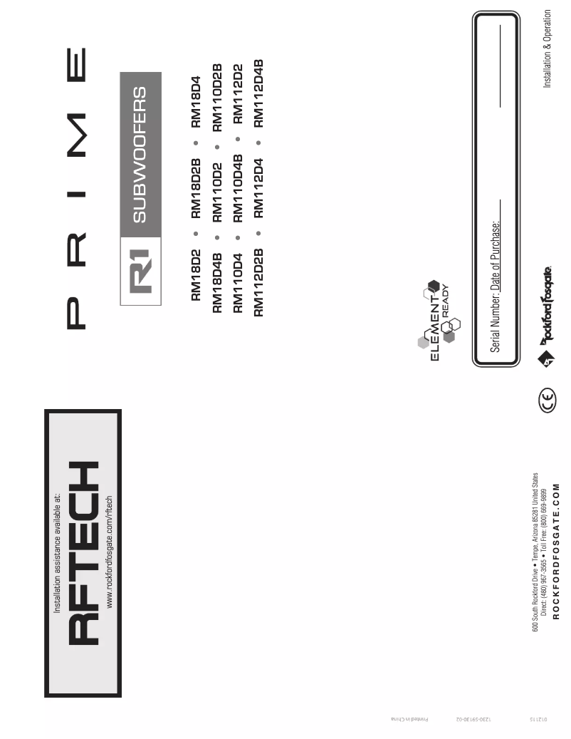 Page 1 de la notice Manuel utilisateur Rockford Fosgate Prime RM112D2
