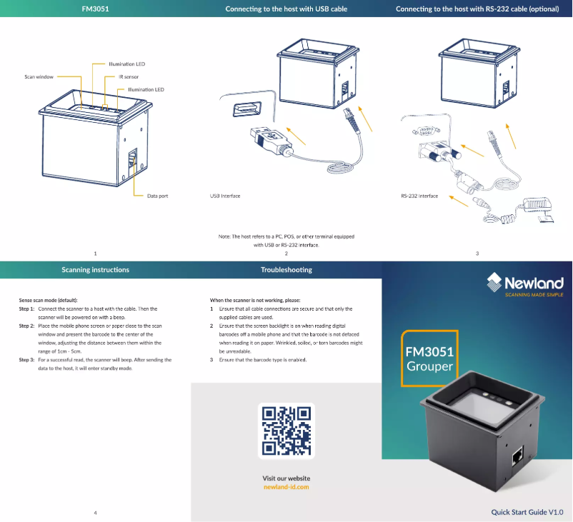 Página 1 del manual Guía de inicio rápido Newland FM3051 Grouper