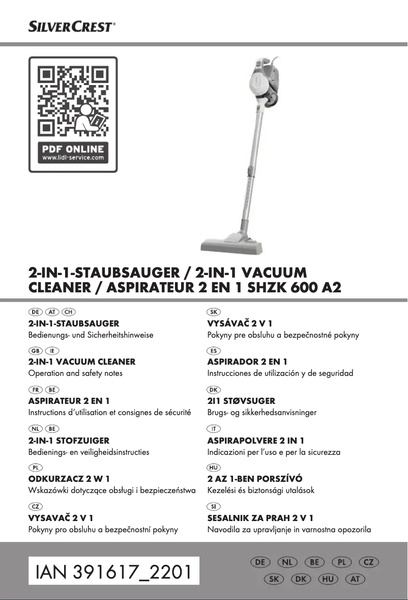 Page n°1 - Manuel utilisateur SilverCrest SHZK 600 A2