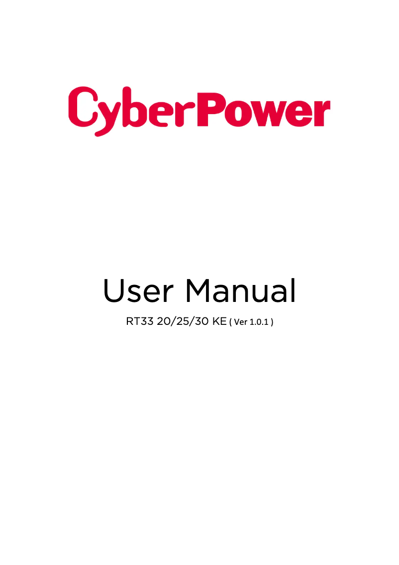 Page 1 de la notice Manuel utilisateur CyberPower RT33030KE