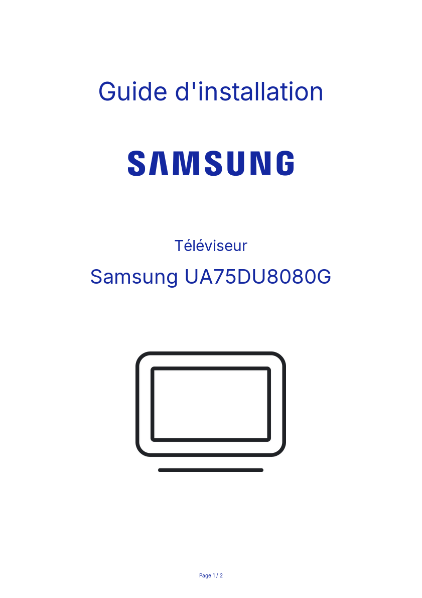 Image de la première page du manuel de l'appareil UA75DU8080G