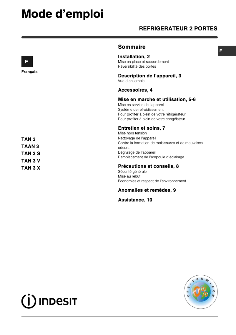 Image de la première page du manuel de l'appareil TAN 3 S (FR)