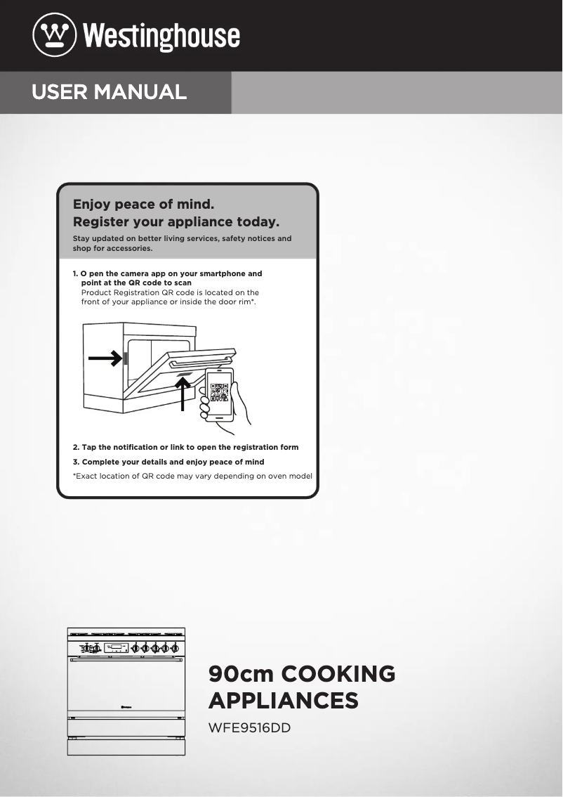 Page 1 de la notice Manuel utilisateur Westinghouse WVE9516DD