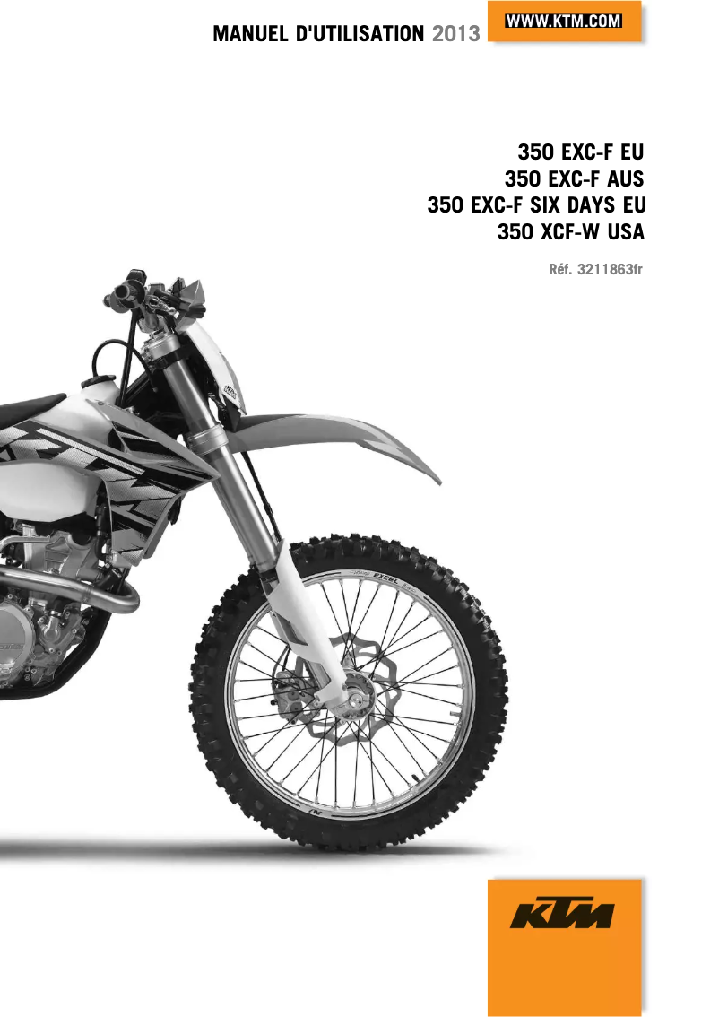 Page 1 de la notice Manuel utilisateur KTM 350 EXC-F (2013)