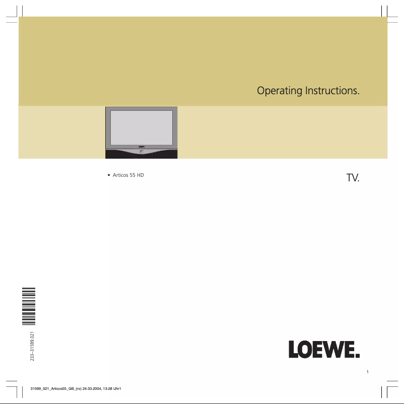 Page 1 de la notice Manuel utilisateur Loewe Articos 55 HD