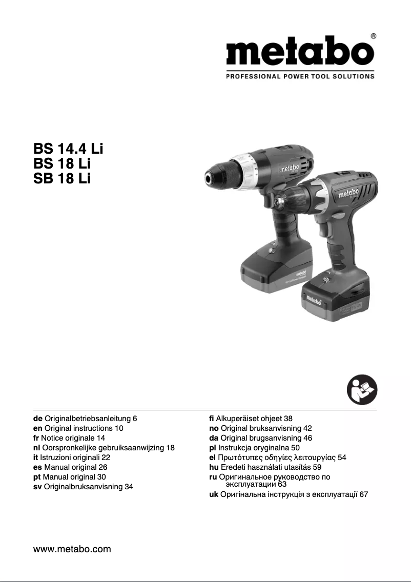 Page n°1 - Manuel utilisateur Metabo BS 18 Li