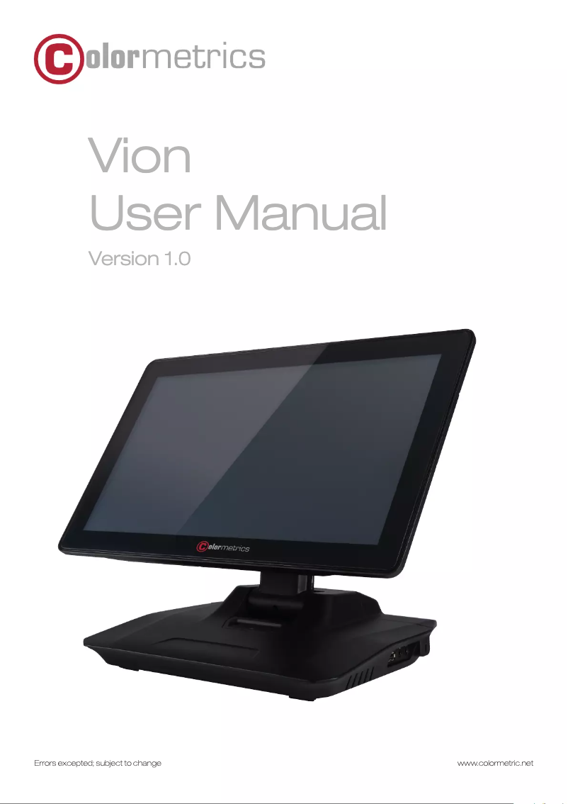 Page n°1 - Manuel utilisateur Colormetrics Vion