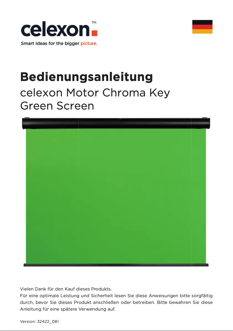 Page 1 de la notice Manuel utilisateur Celexon Motor Chroma Key Green Screen