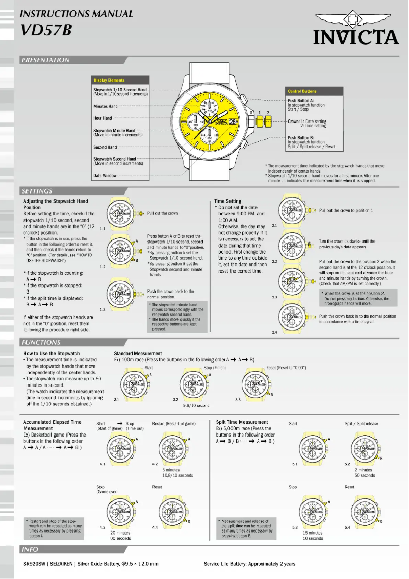 Page 1 de la notice Manuel utilisateur Invicta Aviator 18852