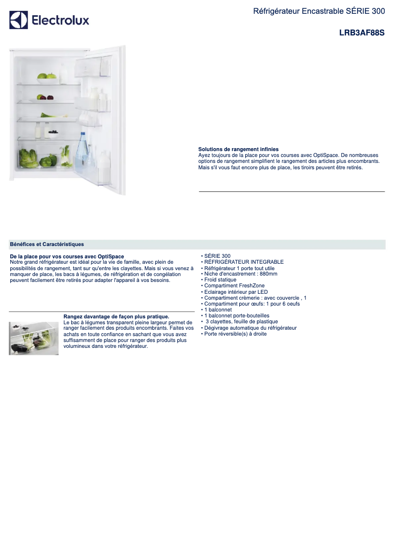 Page n°1 - Fiche technique Electrolux LRB3AF88S