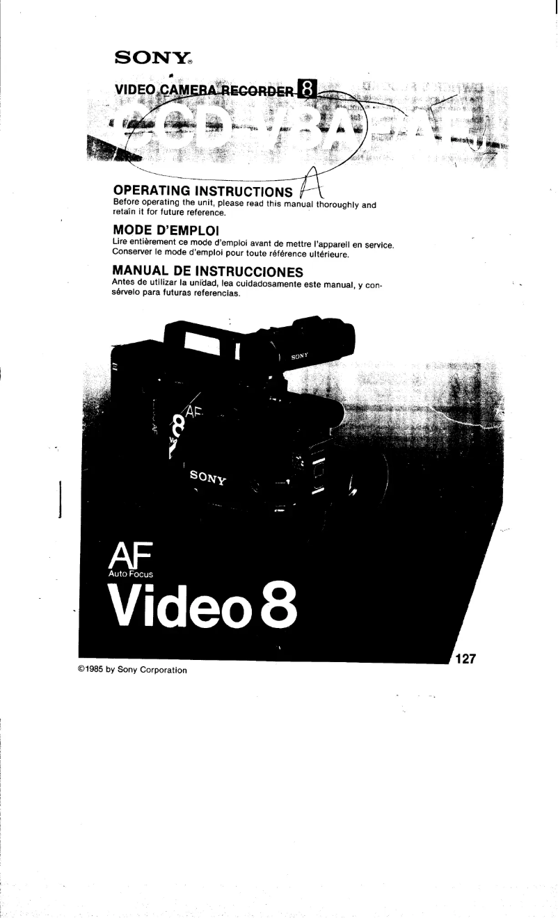 Page n°1 - Manuel utilisateur Sony CCD-V8AF