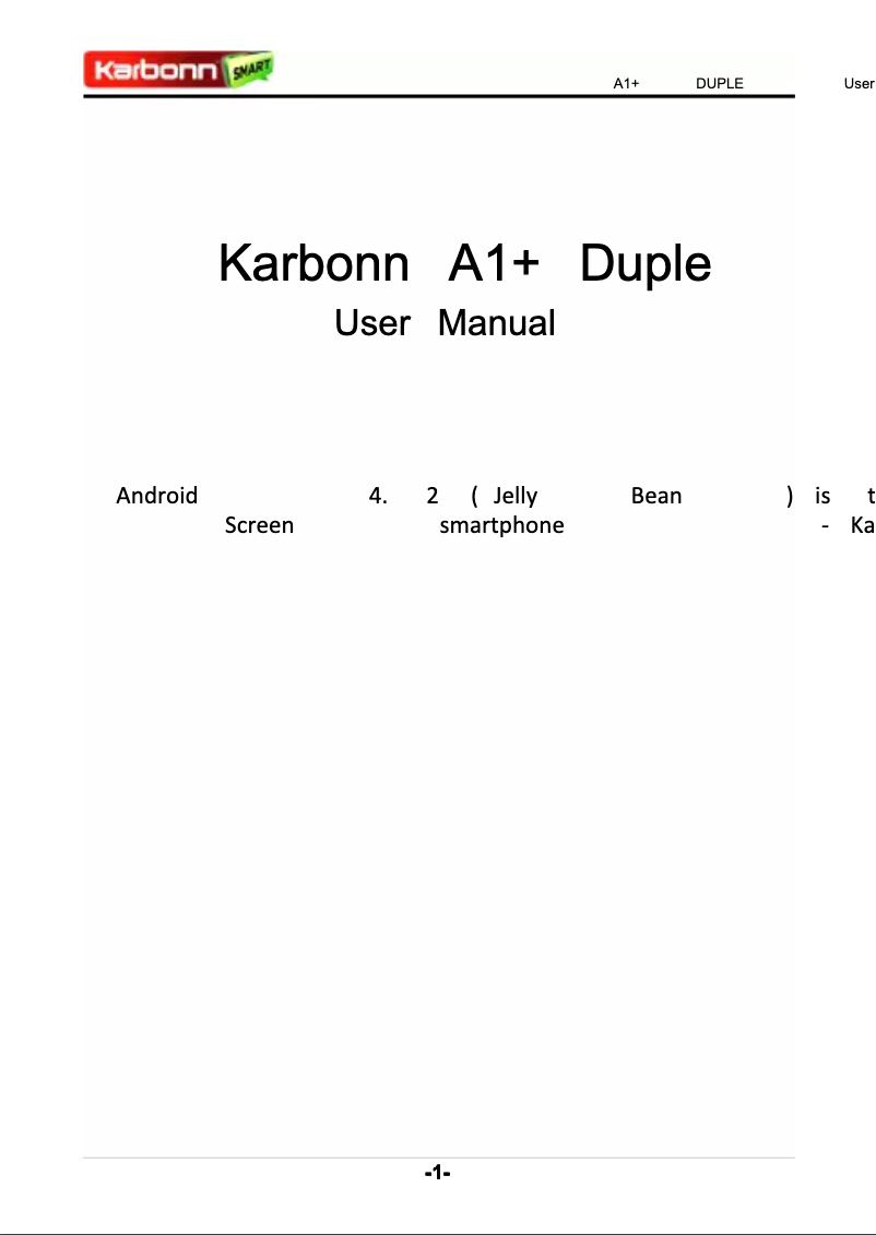 Image de la première page du manuel de l'appareil A1+ Duple