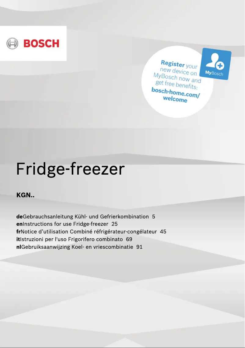 Page n°1 - Manuel utilisateur Bosch KGN39EIDQ