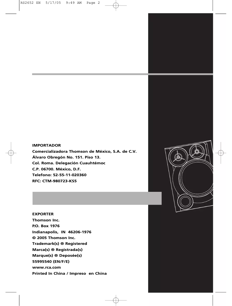 Page 1 de la notice Manuel utilisateur RCA RS2652