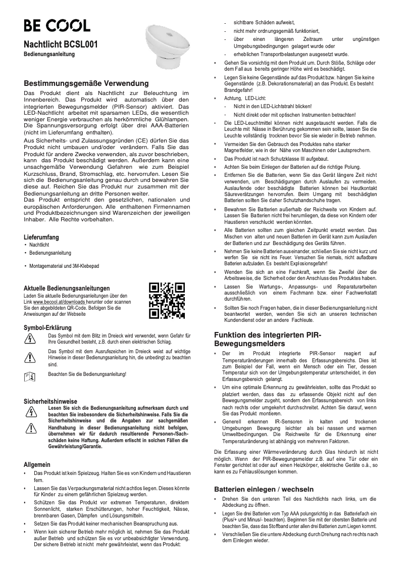 Image de la première page du manuel de l'appareil BCSL001