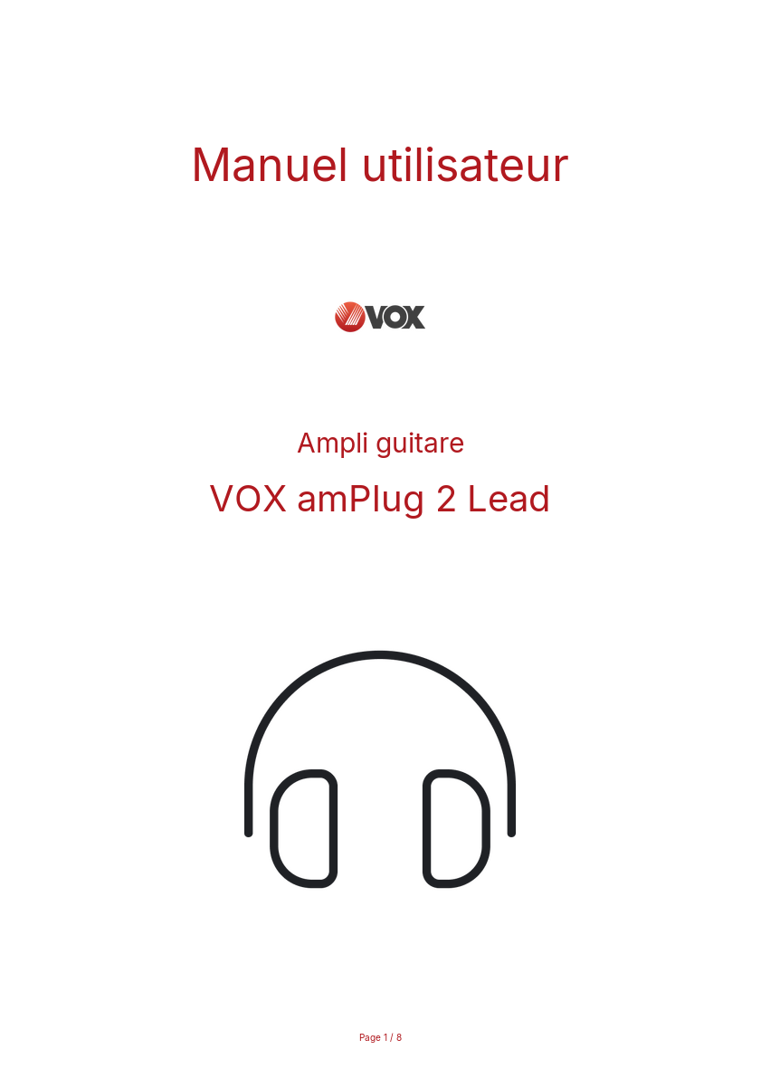 Page n°1 - Manuel utilisateur VOX amPlug 2 Lead