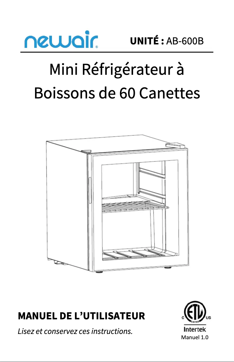 Page n°1 - Manuel utilisateur NewAir AB-600B