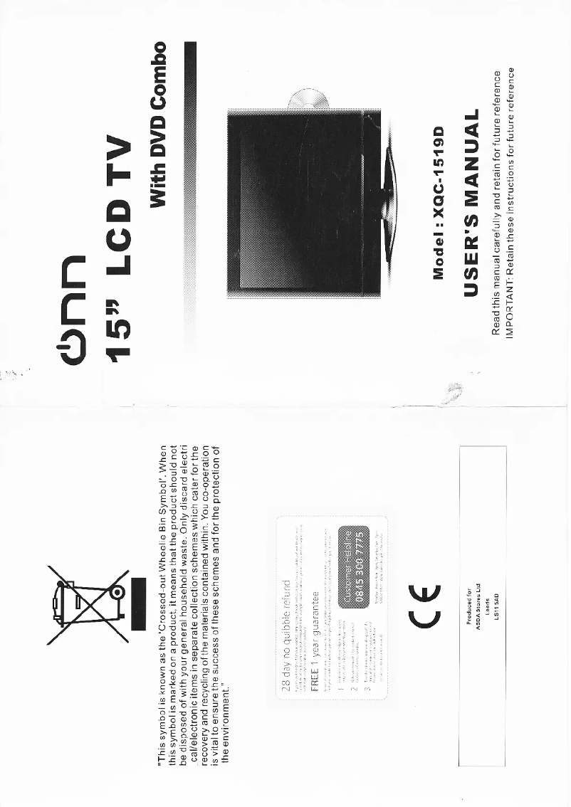 Page n°1 - Manuel utilisateur Onn XQC-1519D