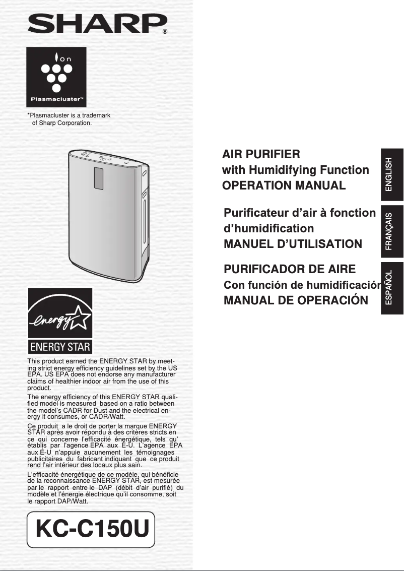 Page 1 de la notice Manuel utilisateur Sharp KC-C150U