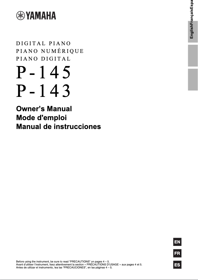 Page 1 de la notice Manuel utilisateur Yamaha P-145
