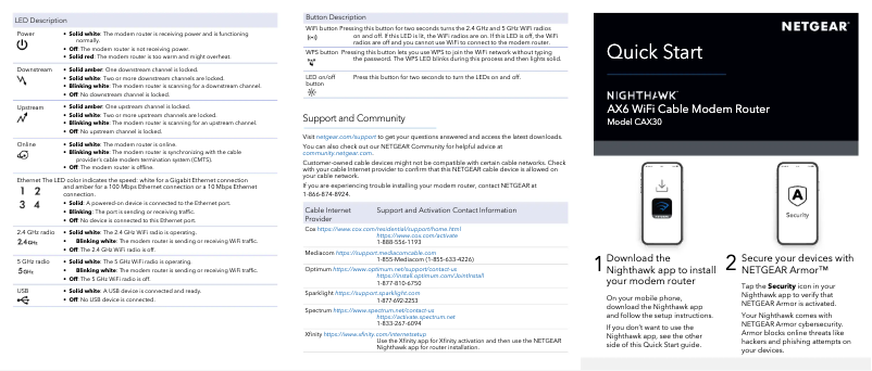 Page 1 de la notice Guide d'installation Netgear Nighthawk CAX30