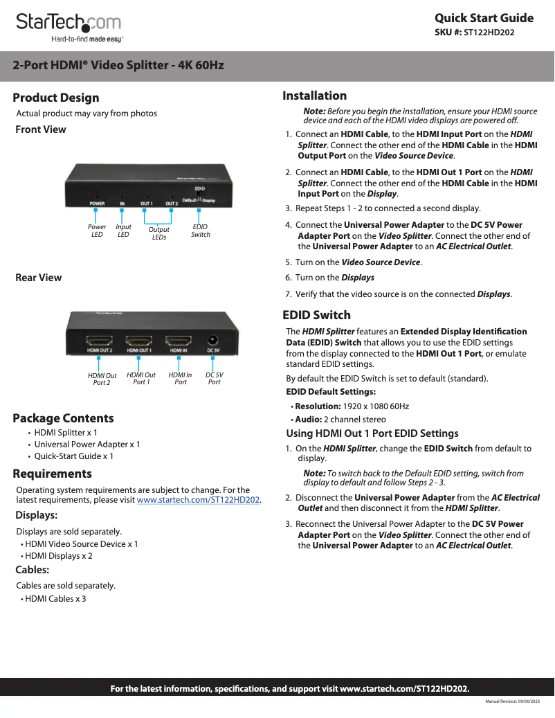 Image de la première page du manuel de l'appareil ST122HD202