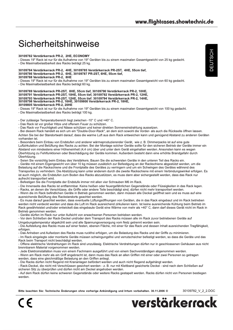 Image de la première page du manuel de l'appareil Amplifier Rack PR-2