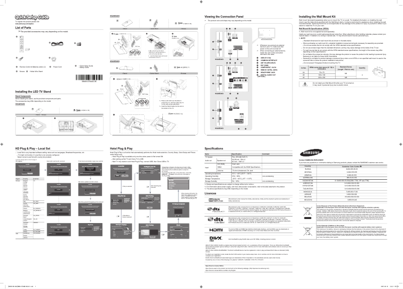 Page 1 de la notice Guide de démarrage rapide Samsung HG28ED450AW