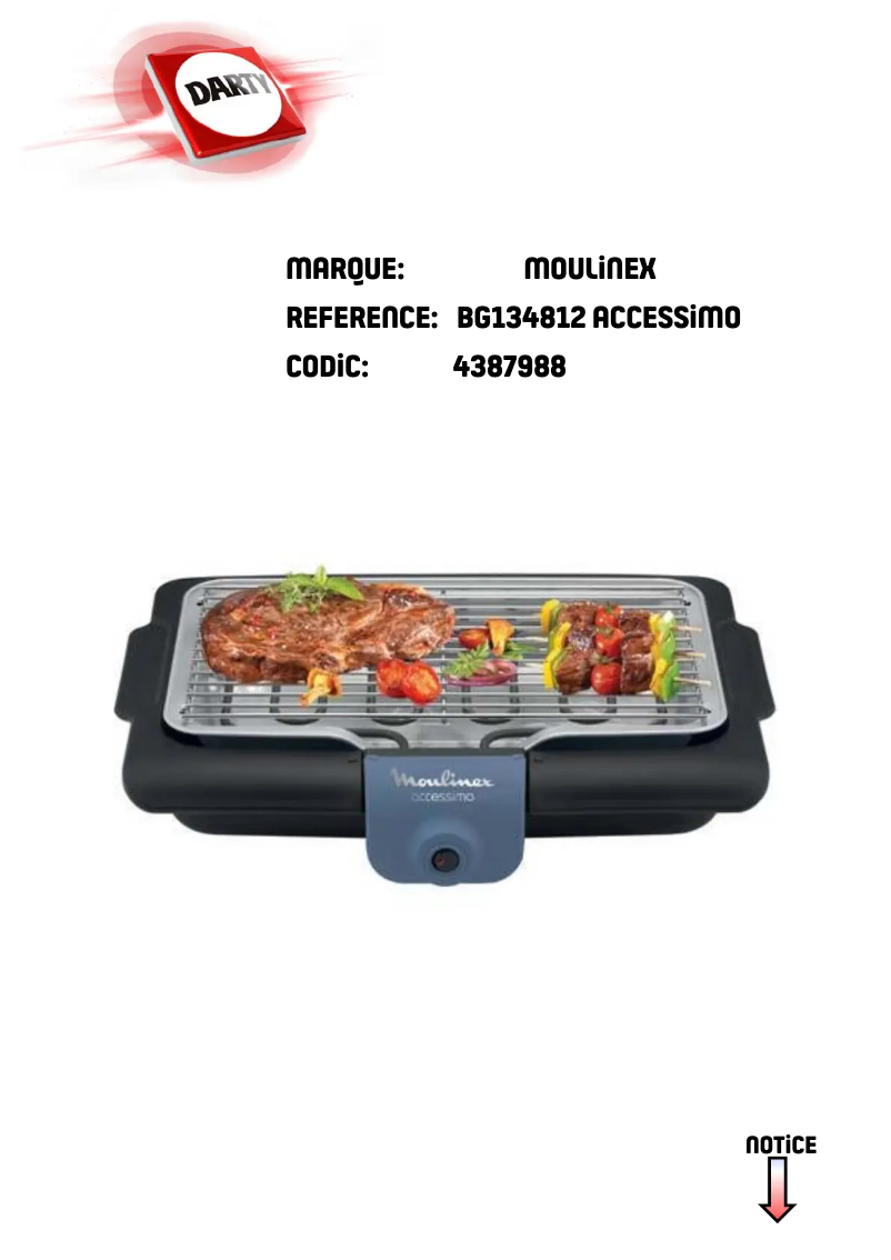 Page 1 de la notice Manuel utilisateur Moulinex BG134812