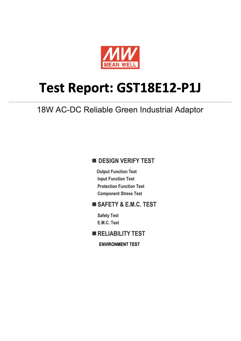 Page n°1 - Fiche technique Mean Well GST18E12-P1J