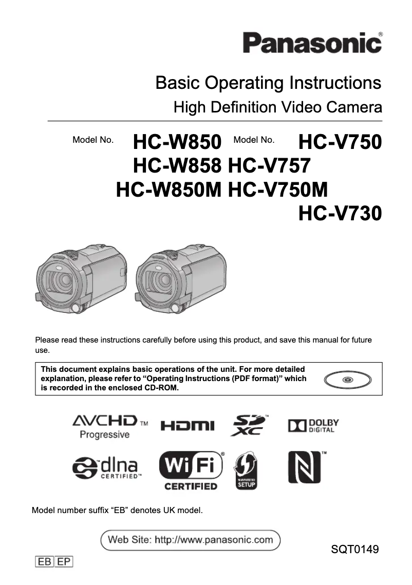 Page n°1 - Manuel utilisateur Panasonic HC-V730
