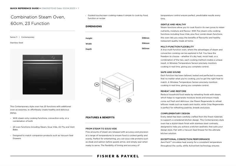 Image de la première page du manuel de l'appareil OS60SDTDX2