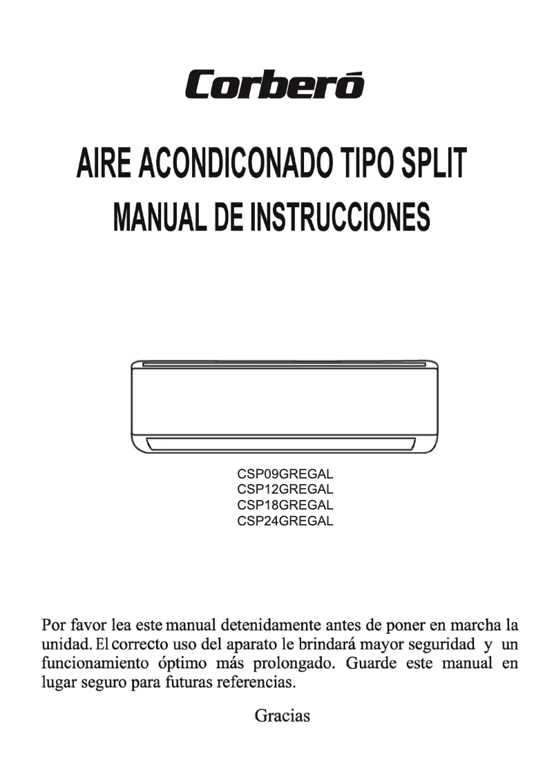 Page n°1 - Manuel utilisateur Corbero CSP12GREGAL