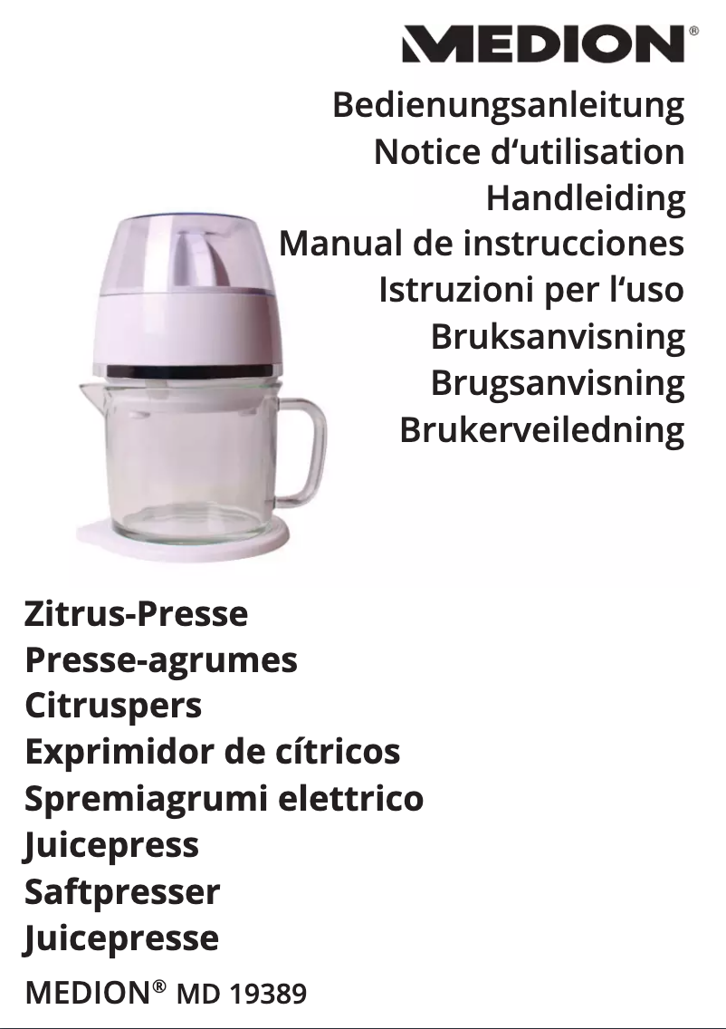 Page n°1 - Manuel utilisateur Medion MD 19389