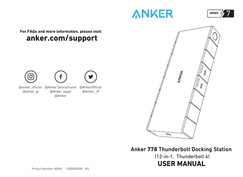 Page 1 of the manual User Manual Anker 778 Thunderbolt Docking Station