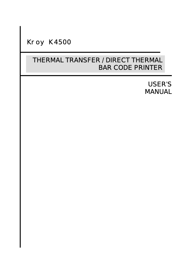 Page 1 de la notice Manuel utilisateur Kroy K4500