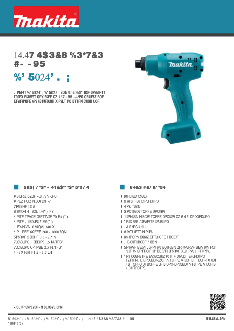 Page 1 de la notice Fiche technique Makita DFT024FMZ