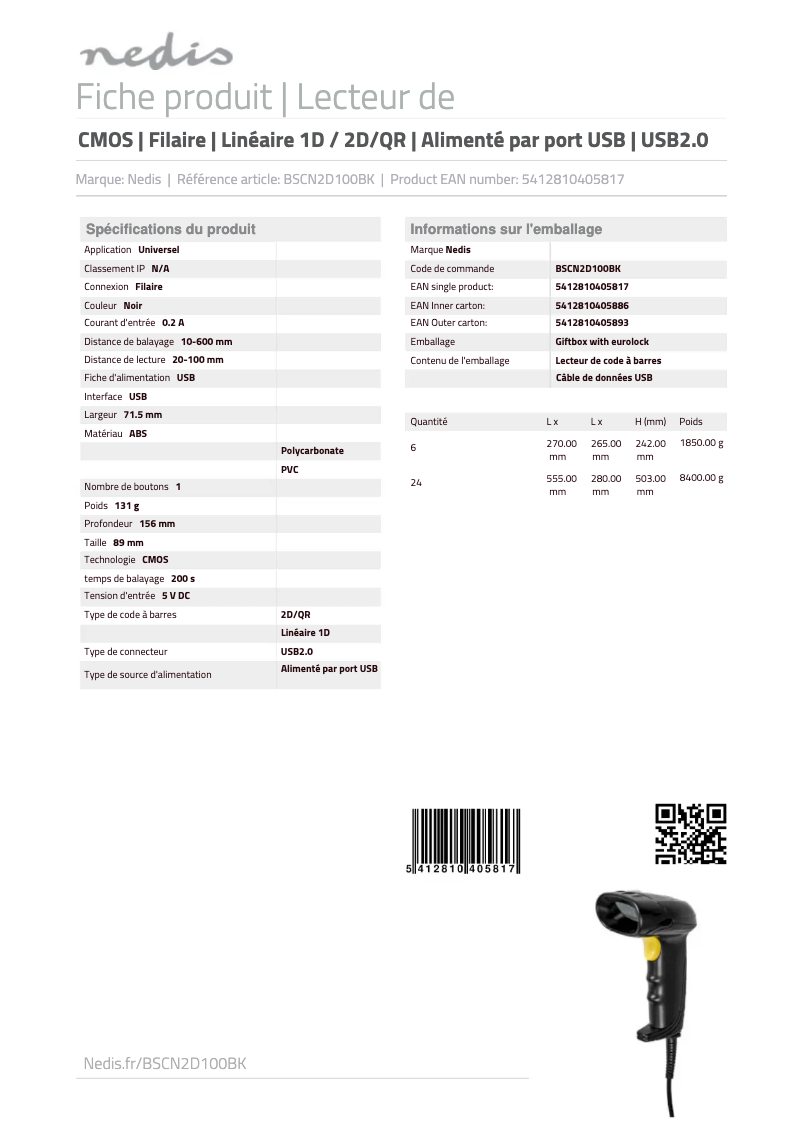 Page n°1 - Manuel utilisateur Nedis BSCN2D100BK