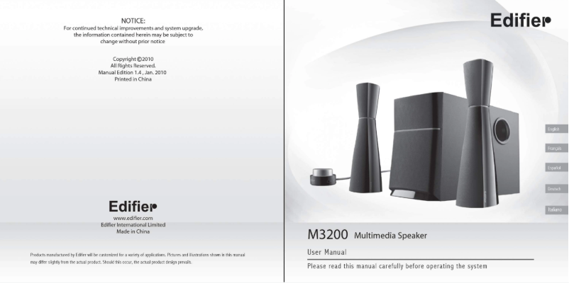 Image de la première page du manuel de l'appareil M3200