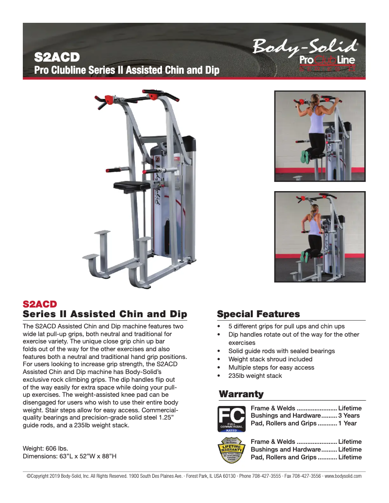 Page 1 de la notice Fiche technique Body-Solid S2ACD