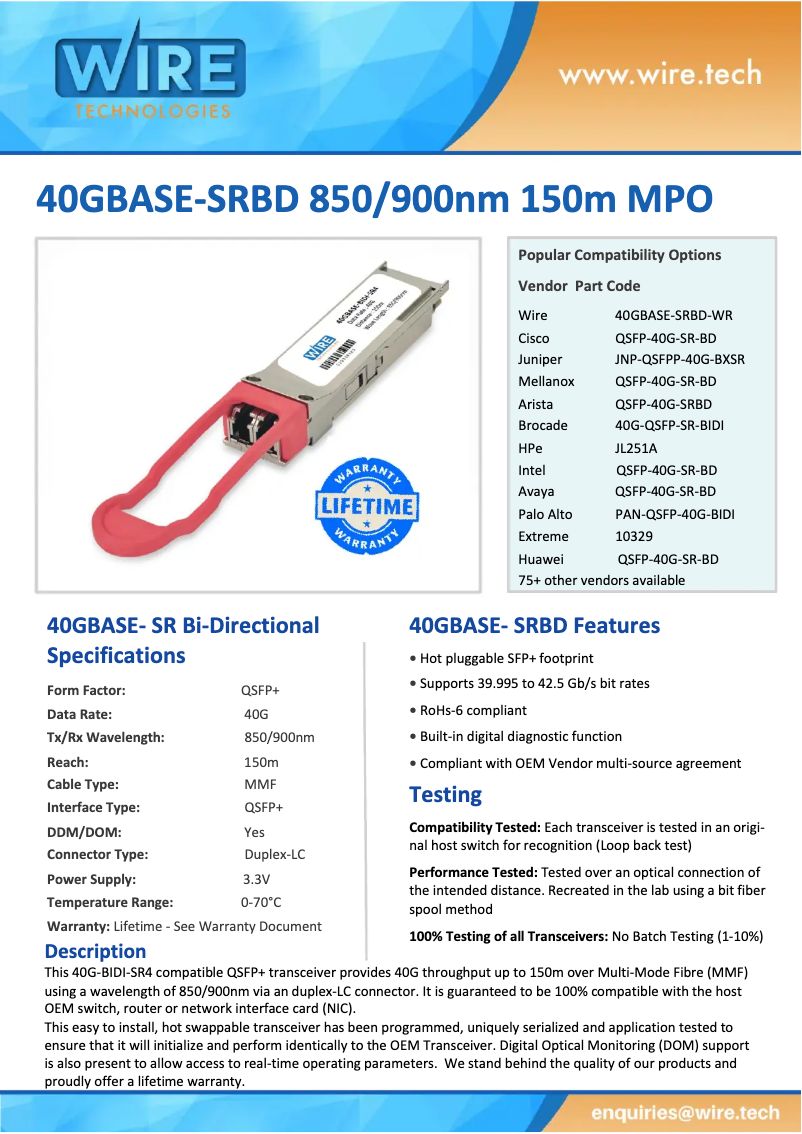 Page n°1 - Manuel utilisateur Wire Technologies 10329-WR