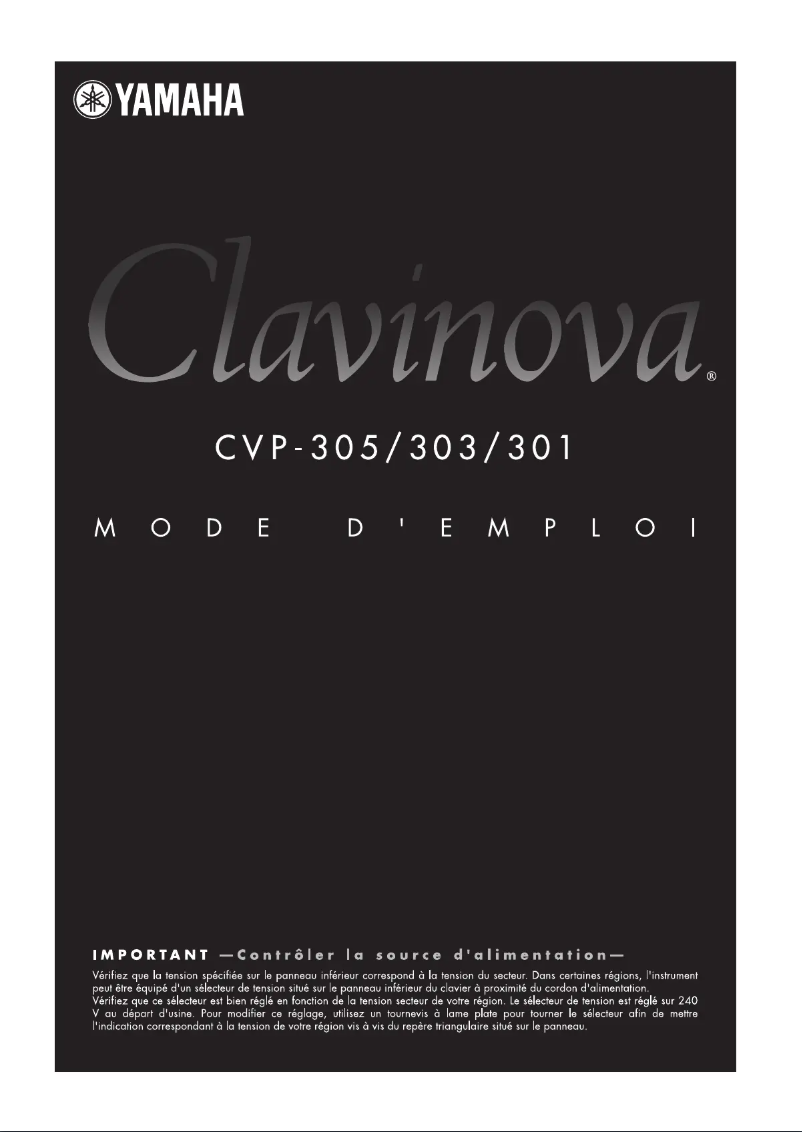Page 1 de la notice Manuel utilisateur Yamaha Clavinova CVP-305